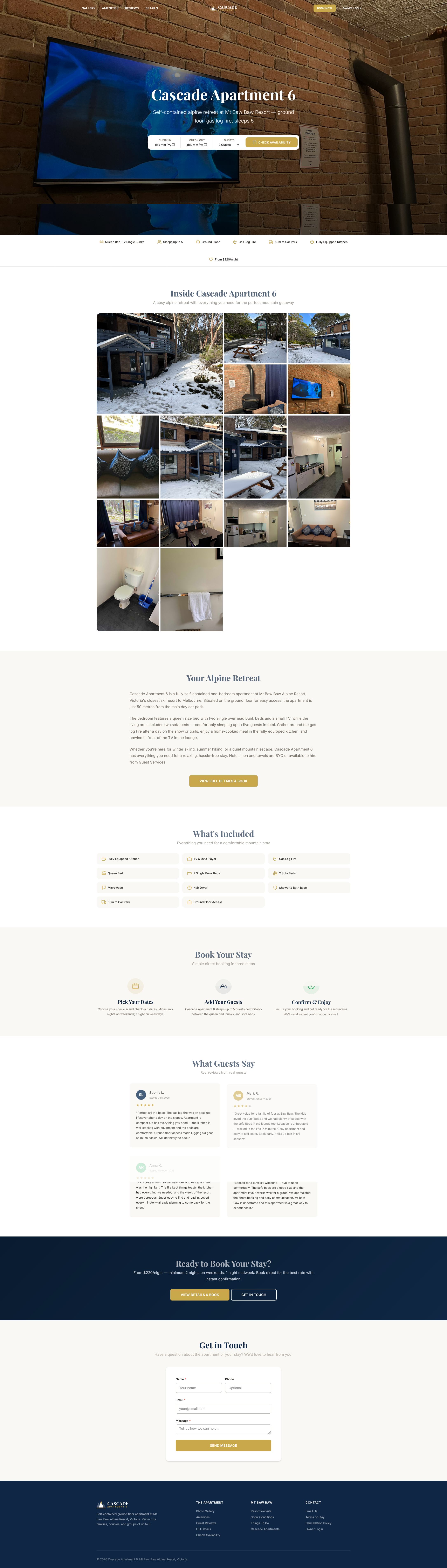 Screenshot of Cascade Apartment 6 website